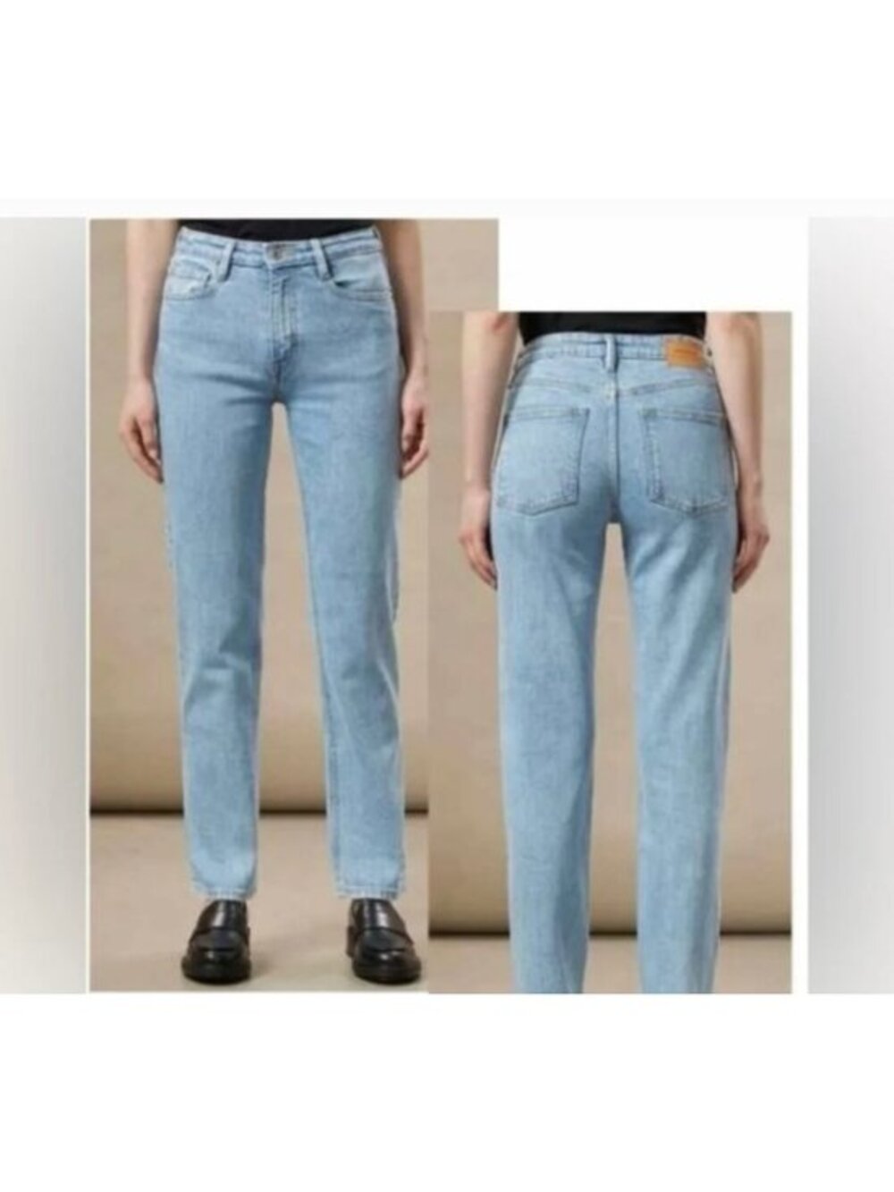 Frank & Oak Cyndi Straight Fit Rigid Denim Jeans Light Wash Size 29
